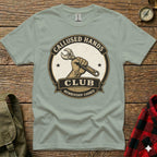 "Callused Hands Membership Earned" club logo on a light green t-shirt.