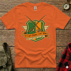 Orange t-shirt with crossed fishing rods and banner stating "If it ain't fishing, it ain't work".