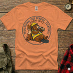 Beaver in hard hat drinking coffee on tree stump with "Professional Tree Removal" text.