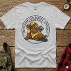 Beaver in hard hat drinks coffee with "Professional Tree Removal" text.