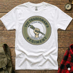 White t-shirt with "The Tradesman's Regiment" veteran-owned hardware grade logo.