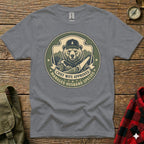 Graphic tee with bear in hat holding saw, "Chief Wife Approved Managed Husband Species" text.