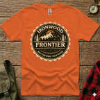 Orange t-shirt with circular "Ironwood Frontier Built for Work Field Tested" graphic.