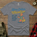 T-shirt graphic of a bear with "Blue Collar Vacation" text.