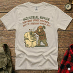 Bear in plaid shirt smashing computer, text "Industrial Notice: Software Update Available... But I'm a hardware kind of guy!"