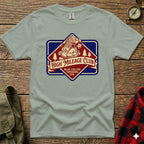 Gray t-shirt with "High Mileage Club" badge logo featuring a hiker carrying a large pack.