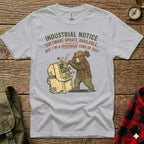 Bear smashing computer with hammer, text "INDUSTRIAL NOTICE 'SOFTWARE UPDATE AVAILABLE.. BUT I'M A HARDWARE KIND OF GUY!'"