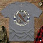 Grey t-shirt with "Lake Front Labor Built Not Bought" text, anchor, and wrench graphic.