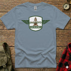 Blue t-shirt with "Frontier Quality Blue Collar Roots" logo on chest.