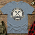 Blue t-shirt with "Ironwood Frontier No Shortcuts No Surrender Working Class Division" circular graphic.