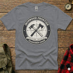 Grey t-shirt with circular Ironwood Frontier Tradesmen Union logo.