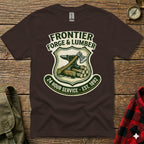 Frontier Forge & Lumber 24 Hour Service Est. 1892 shield logo with axe and anvil.