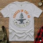 Gray t-shirt with "Forged in the 40" and anvil with tree.