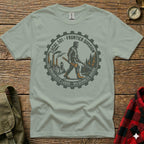 T-shirt with circular graphic of a logger and gear, "LOCAL 501 - FRONTIER DIVISION ORGANIZED LABOR - WILDERNESS BOUND".