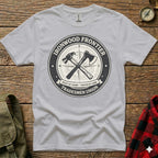 Gray t-shirt with "Ironwood Frontier Tradesmen Union" circular logo.