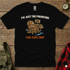 Beaver sitting in a chair, fishing, with text "I'M JUST THE FINANCING OFF DUTY FOR THIS TRIP".