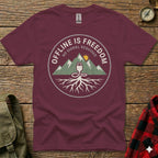 Maroon t-shirt with "Offline is Freedom" text and USB graphic.