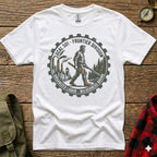 White t-shirt with circular graphic: "Local 501 Frontier Division Organized Labor Wilderness Bound".