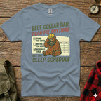 Blue Collar Dad t-shirt with bear graphic and "I Can Fix Anything" text.