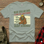 T-shirt with "Blue Collar Dad: I Can Fix Anything" and bear graphic.