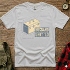 T-shirt with diagram of toolbox labeled Husband Unit 1.0.