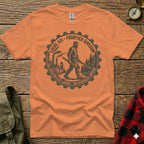 T-shirt graphic with gear, figure, and text "LOCAL 501 FRONTIER DIVISION ORGANIZED LABOR WILDERNESS BOUND".