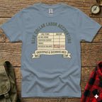 T-shirt with "Blue Collar Labor Accounting" and a humorous table about work.