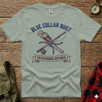 Blue Collar Built Fatherhood Refined graphic tee.