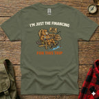 T-shirt with a beaver fishing, text "I'm Just The Financing Off Duty For This Trip".